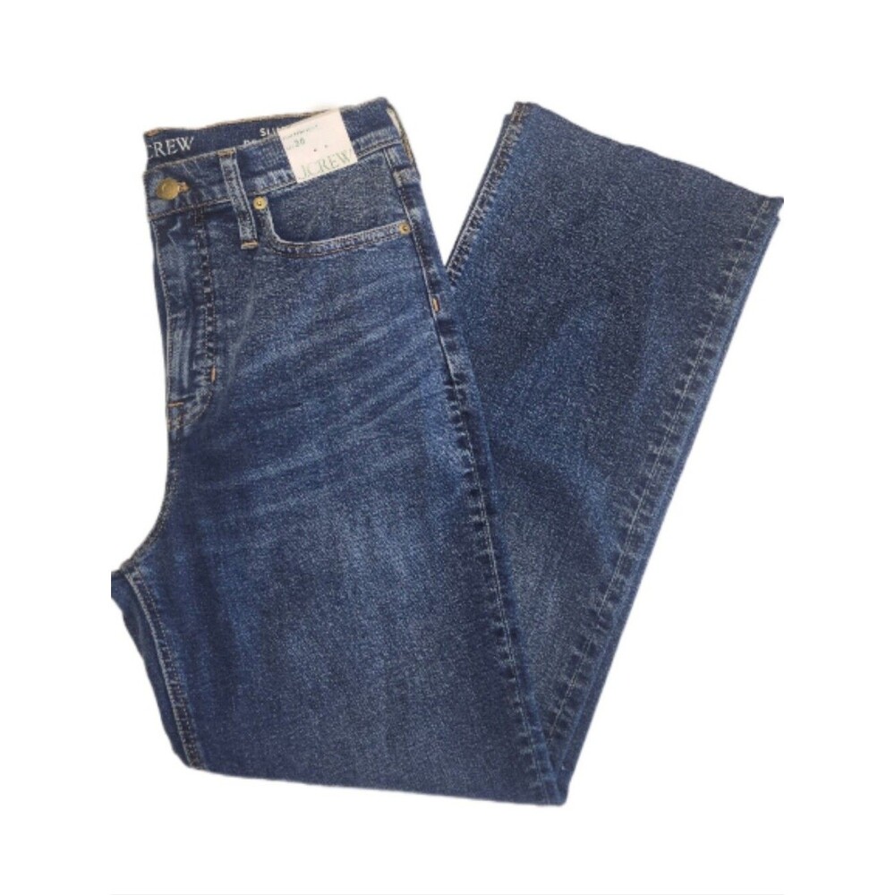 J. Crew NWT Slim Demi Boot, Medium Blue Wash, High Rise Denim Jeans, 30